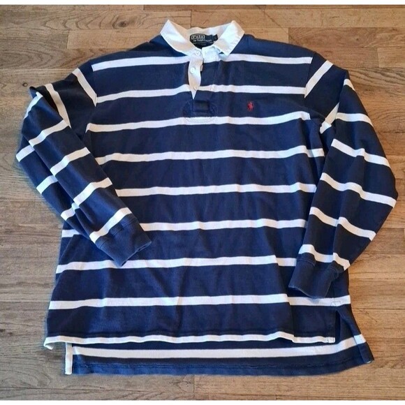 Polo by Ralph Lauren Other - Vintage Polo Ralph Lauren Shirt Mens Large Rugby Long Sleeve Navy Striped